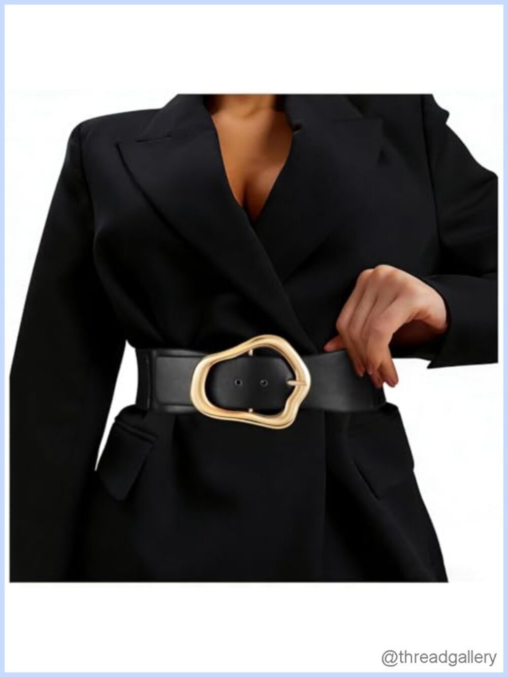Women Wide Elastic Waist Belt Fashion Big Gold Buckle Stretchy Leather Waistband